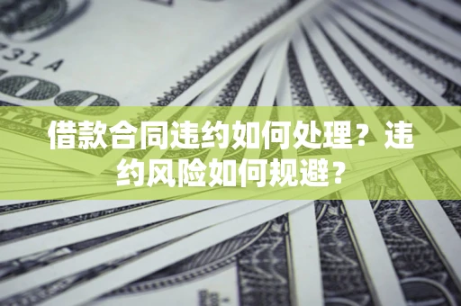 济南借款合同违约如何处理？违约风险如何规避？